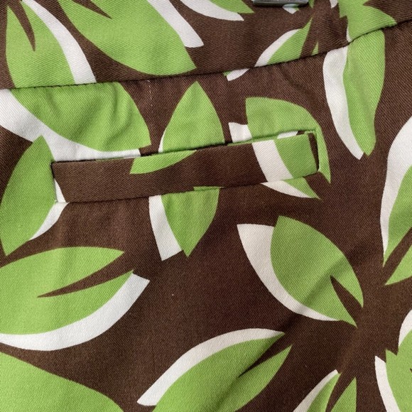 Talbots Leaves Pattern Stretch Crop Pants Size 10 Brown Green White - Picture 3 of 6
